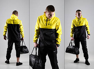 Комплект Анорак чорно-жовтий + штани чорні, Nike, чоловічий весняний