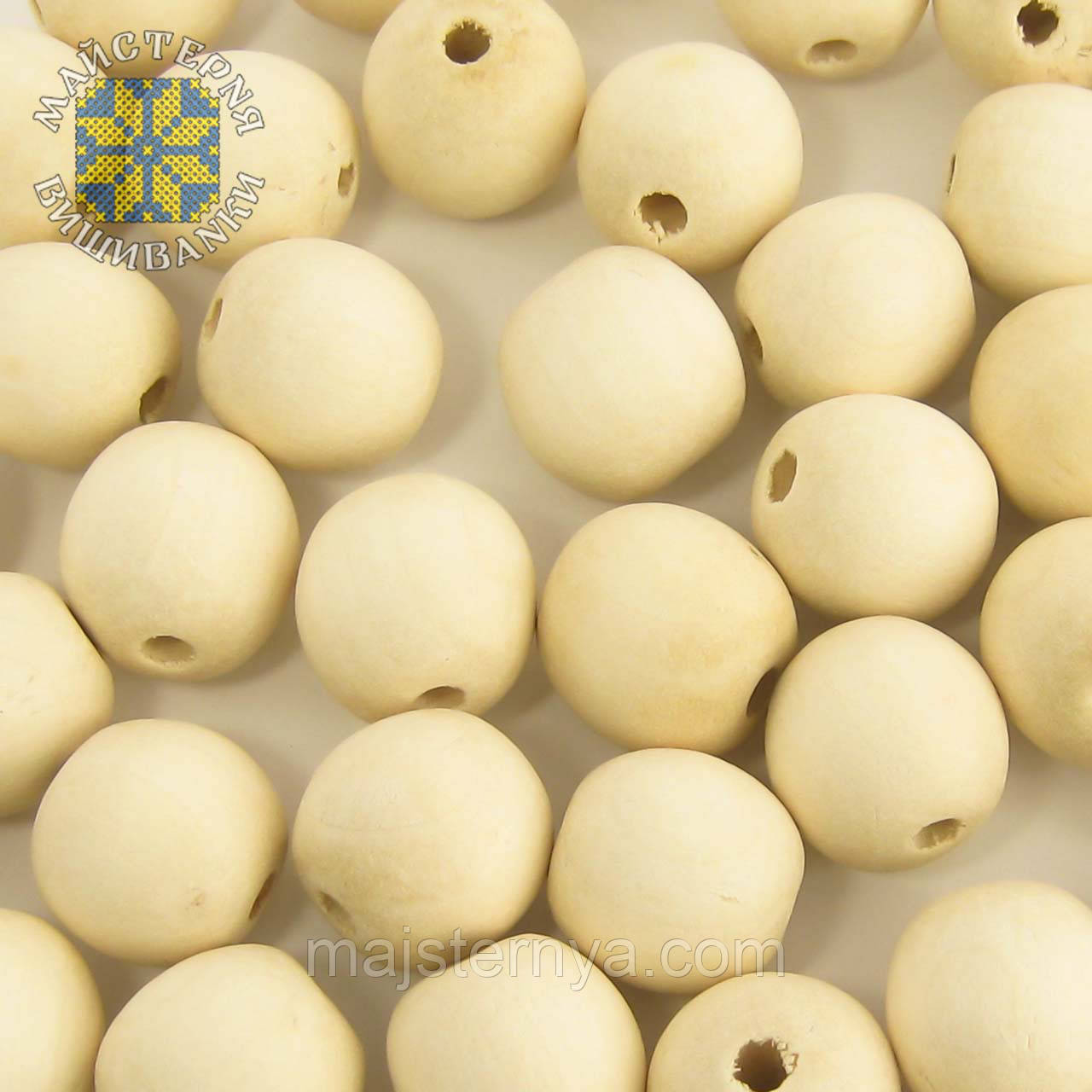 Дерев'яні намистини 18мм (50шт в упаковці) нефарбовані, натуральні з світлого бука
