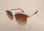 Трендові сонцезахисні окуляри коричневі, в золотій оправі, фото 8