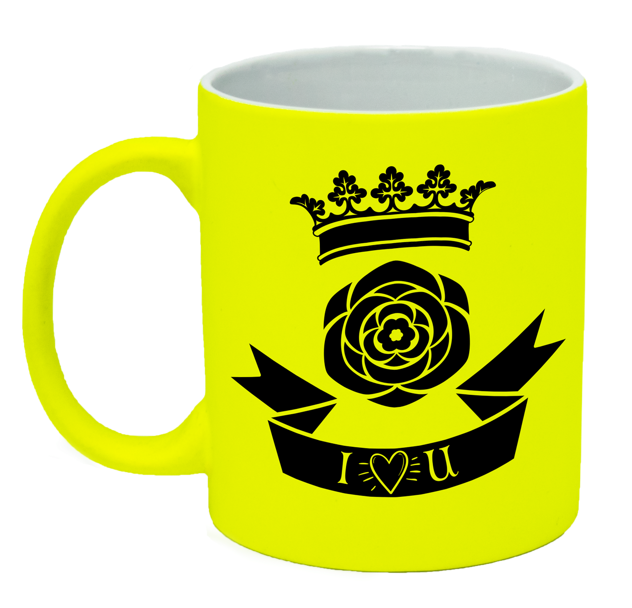 Неонова матова чашка "I love you", яскраво-жовта, фото 1