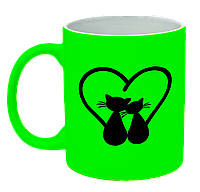 Неоновая матовая чашка "Коты", ярко-зеленая
