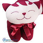 Дизайнерська дорожня Подушка-підголівник Silenta Котик (бордо смуги)., фото 2