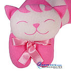 Дизайнерська дорожня Подушка-підголівник Silenta Котик (рожеві смуги)., фото 4