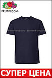 Футболка синя чоловіча щільна м'яка (темно-синій) Ringspun premium T Fruit of the Loom M, фото 4