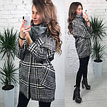 Жіноче вовняне об'ємне пальто в карту на підкладці, фото 3