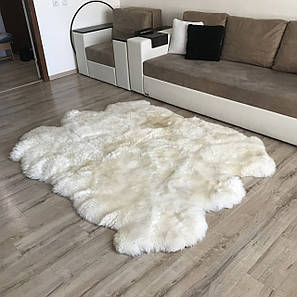 Килим із 6 овечих шкур білий, розмір 210х165 см, фото 1