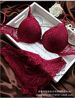 Бордовий комплект нижньої білизни, розмір 75B, трусики 42-44 розмір