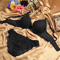 Комплект нижньої білизни чорний 75-Б, трусики 42 розмір, 75% поліестер, 25% еластан