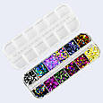 Конфеті голографічні для декору нігтів, набір 12 кольорів., фото 3