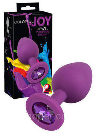 Маленькая силиконовая пробка Colorful Joy Jewel Purple Plug Medium 7,5см *3,5см от Orion, фото 2
