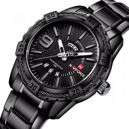 Чоловічий стильний годинник Naviforce Yacht SuperBlack, фото 2