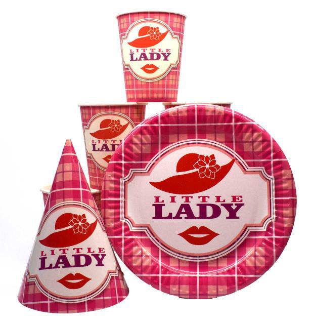 Набір Little Lady ( Літл Леді) " Тарілки -10 шт. Стаканчики — 10 шт. Ковпачки — 10 шт., фото 1