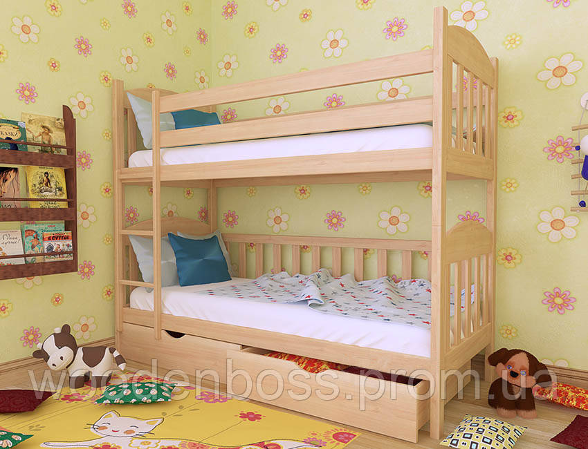 Ліжко двоярусне дитяче від "Wooden Boss" Артур (спальне місце 80х160)