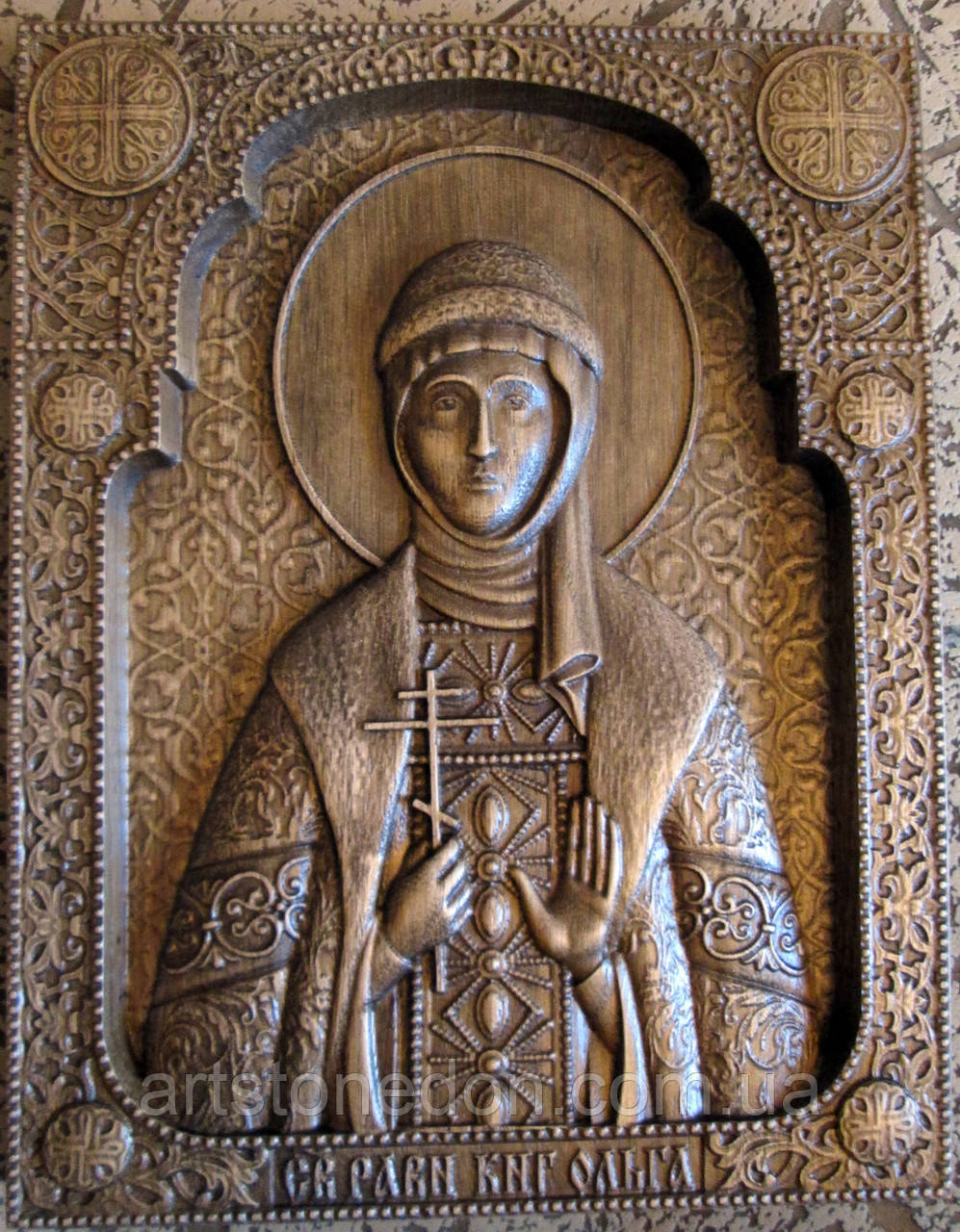 Різьблена ікона Свята Ольга, фото 1