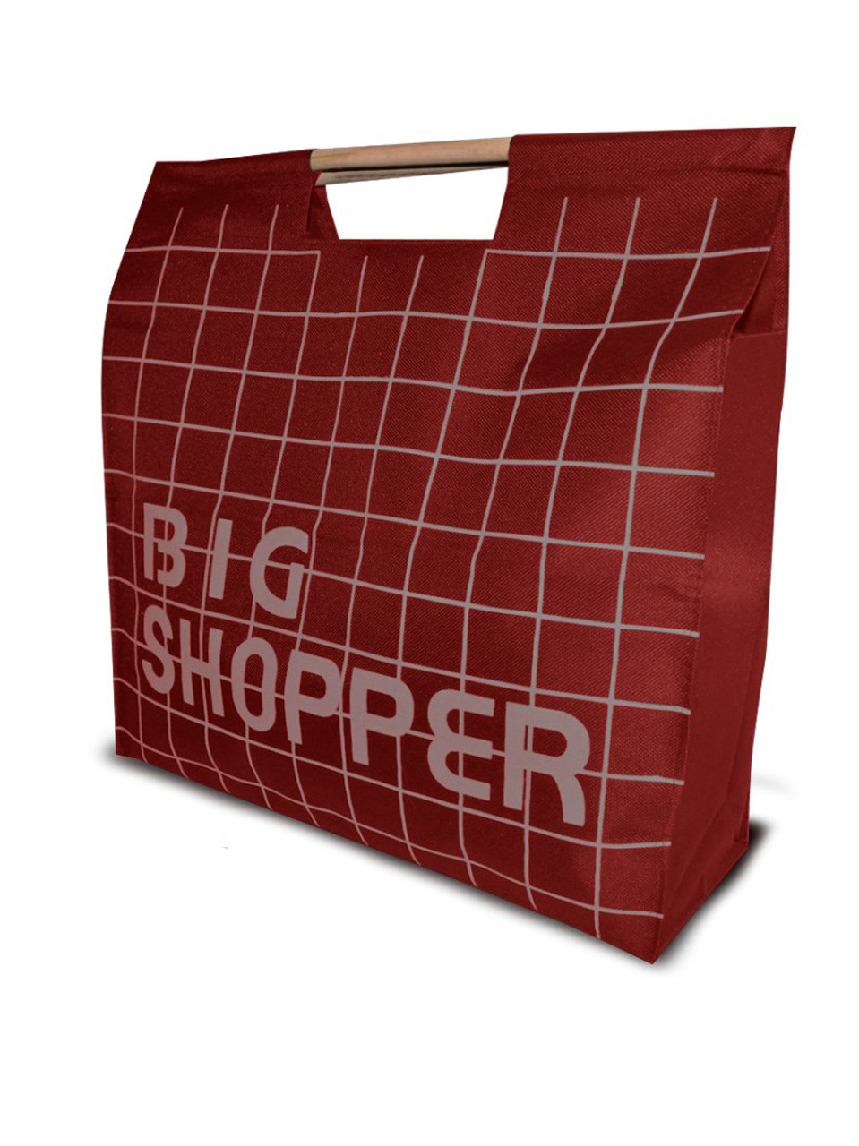 Сумка для покупок Шопер із дерев'яними ручками червона, фото 1