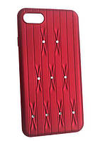Красный силиконовый чехол со стразами для iPhone 6/6s