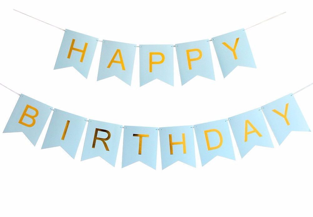 Гірлянда паперова "Happy Birthday" блакитна