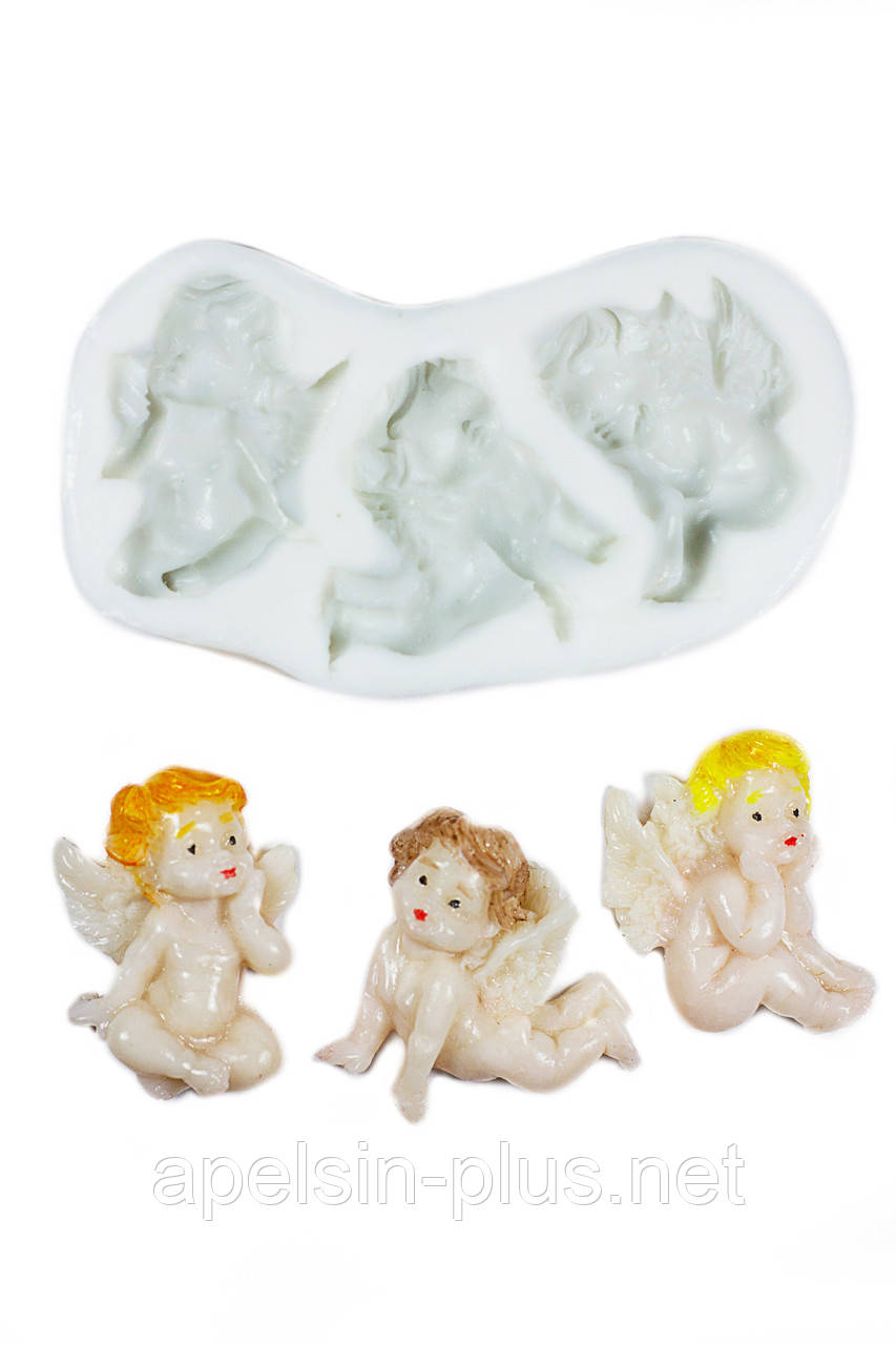Молд силіконовий для мастики та шоколаду Ангелочки 9 см 4 см, фото 1