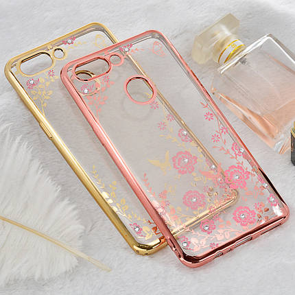 TPU чехол Rose со стразами для Oppo R15 (2 цвета), фото 1