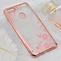TPU чехол Rose со стразами для Oppo R15 (2 цвета), фото 3