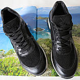 Mante шкіряні жіночі кросівки чорна шкіра замша перфорація кеди, фото 4