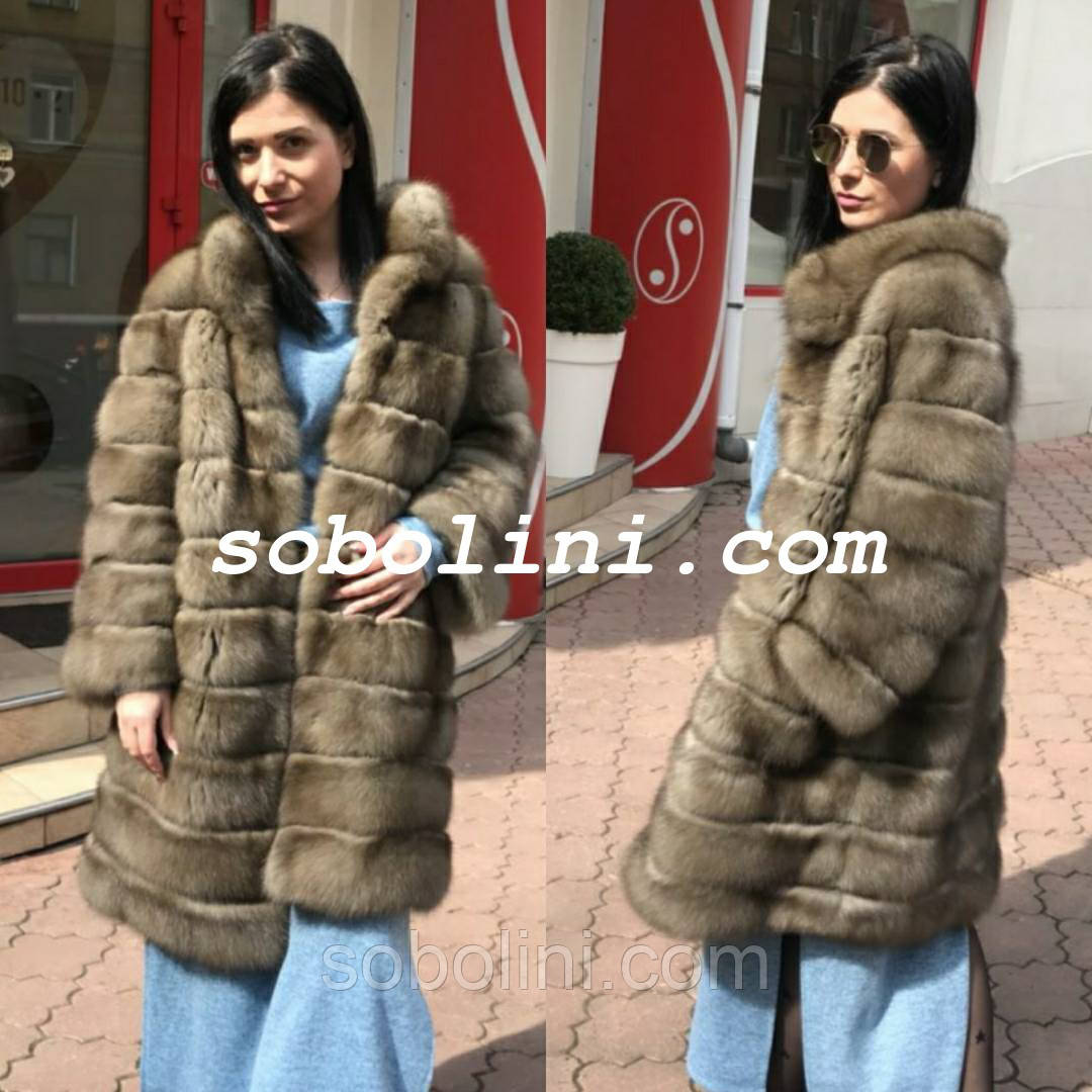 Шуба із соболю Тортор (хутро аукціонний), комір-стійка, фото 1