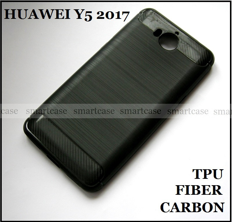 Полноценный защитный бампер, Carbon Fiber TPU чехол для Huawei Y5 2017, не скользкий, черный - фото 1 - id-p684615965