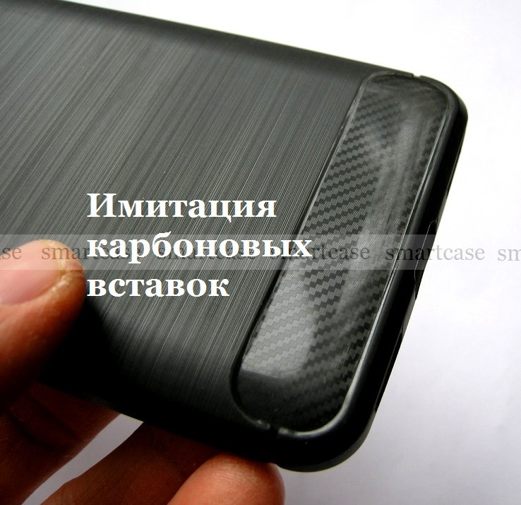 Полноценный защитный бампер, Carbon Fiber TPU чехол для Huawei Y5 2017, не скользкий, черный - фото 3 - id-p684615965