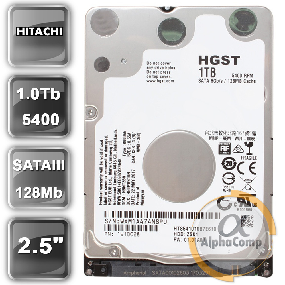 Жорсткий диск 2.5" 1Tb Hitachi HTS541010B7E610 (128Mb • 5400 • SATA3)