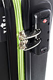 Брендовий Ультралегкий чемодан VINCI 518 малий чорний з зеленим замком ручна кладь (Чемодан,вализа на колесах), фото 9