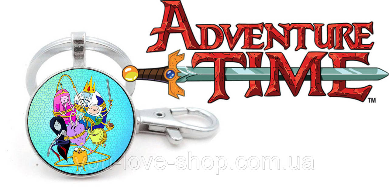 Брелок Adventure time Час пригод на блакитному тлі