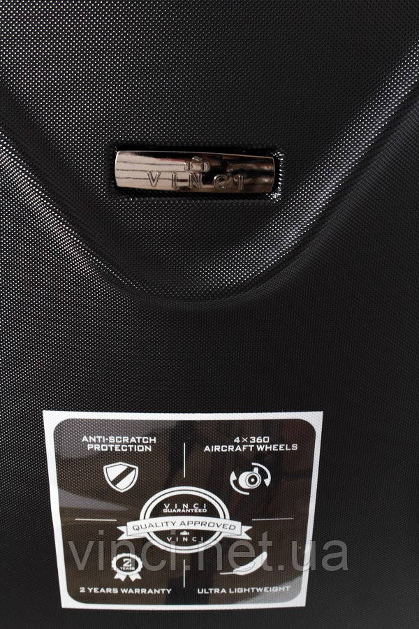 Брендовий Ультралегкий чемодан VINCI 518 великий чорний з чорним замком (Чемодан,вализа на колесах) - фото 6 - id-p684655270