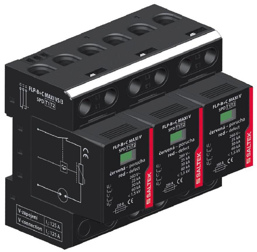 Комбінований грозовий розрядник УЗІП SALTEK FLP-B+C MAXI VS/3