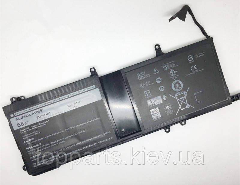 Батарея для ноутбука Dell Alienware 17 R4 44T2R, 68Wh (4410mAh), 4cell, 15.2V, Li-ion, чорна, ОРИГІНАЛЬНА