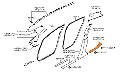Накладка порога заднього ліва сіра K - GRAY Nissan Leaf ZE0 (10-12) 769B7-3NA0A