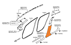 Накладка центральної стійки нижня ліва сіра K - GRAY Nissan Leaf ZE0 (10-12) 76916-3NA0A
