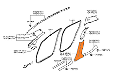 Накладка центральної стійки нижня права сіра K - GRAY Nissan Leaf ZE0 (10-12) 76915-3NA0A