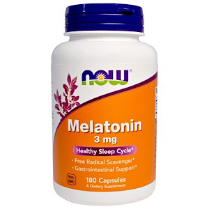 Now Foods, Мелатонін, 3 мг, 180 капсул