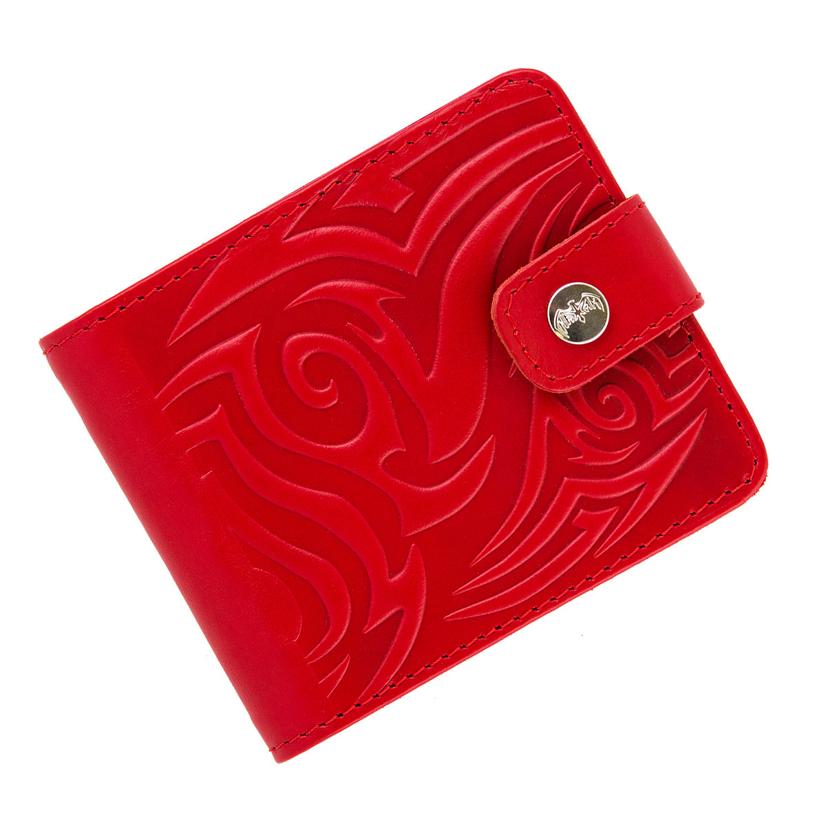 Гаманець жіночий з кишенею для монет "Tattoo Red" з натуральної шкіри з художнім тисненням, фото 1