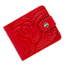 Гаманець жіночий з кишенею для монет "Tattoo Red" з натуральної шкіри з художнім тисненням