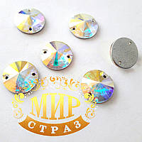 Пришивні стрази ріволі Preciosa, 12 мм, колір Crystal AB, 1 шт.