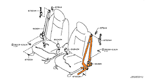 Ремінь безпеки передній лівий водійський сірий K - GRAY Nissan Leaf ZE0 (10-13) 86885-3NA3A, фото 3