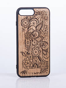 Дерев'яний чохол для iPhone 7 Plus з візерунком Квіти