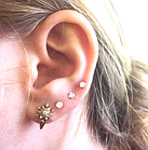 Лабрет, пірсинг із цирконом, довжина штанги 6 мм або 8 мм, темний хамелеон, фото 3