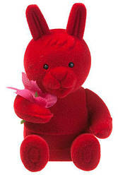 Футляр для кільця Зайчик із квіткою червоний