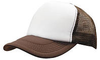 Кепка тракер с сеткой коричневая/белая Headwear proffesional - WHBR3803