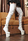 Дуже високі ботфорти ponypaly білі чоботи вище коліна, фото 4