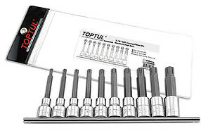 Набір біт вдушених в головку 1/2" RIBE M5-M16 10 од. довгих Toptul GAAG1003