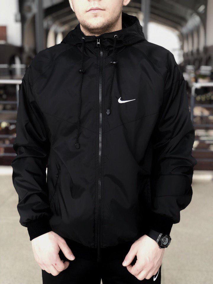 Вітрівка чоловіча Nike windrunner black куртка чоловіча спортивна весняна осіння демісезонна чорна, фото 1
