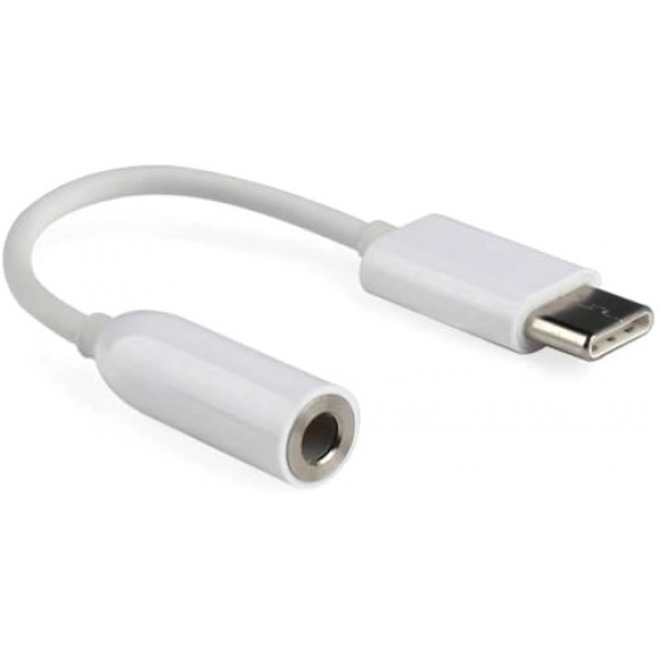 Перехідник USB Type C на 3.5 мм для навушников, гарнітури. Колір білий, фото 1